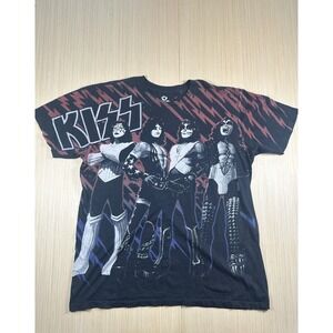 Vintage Liquid Blue Kiss Rock Band T-Shirt Men Large Multicolor Cotton Crew Neck